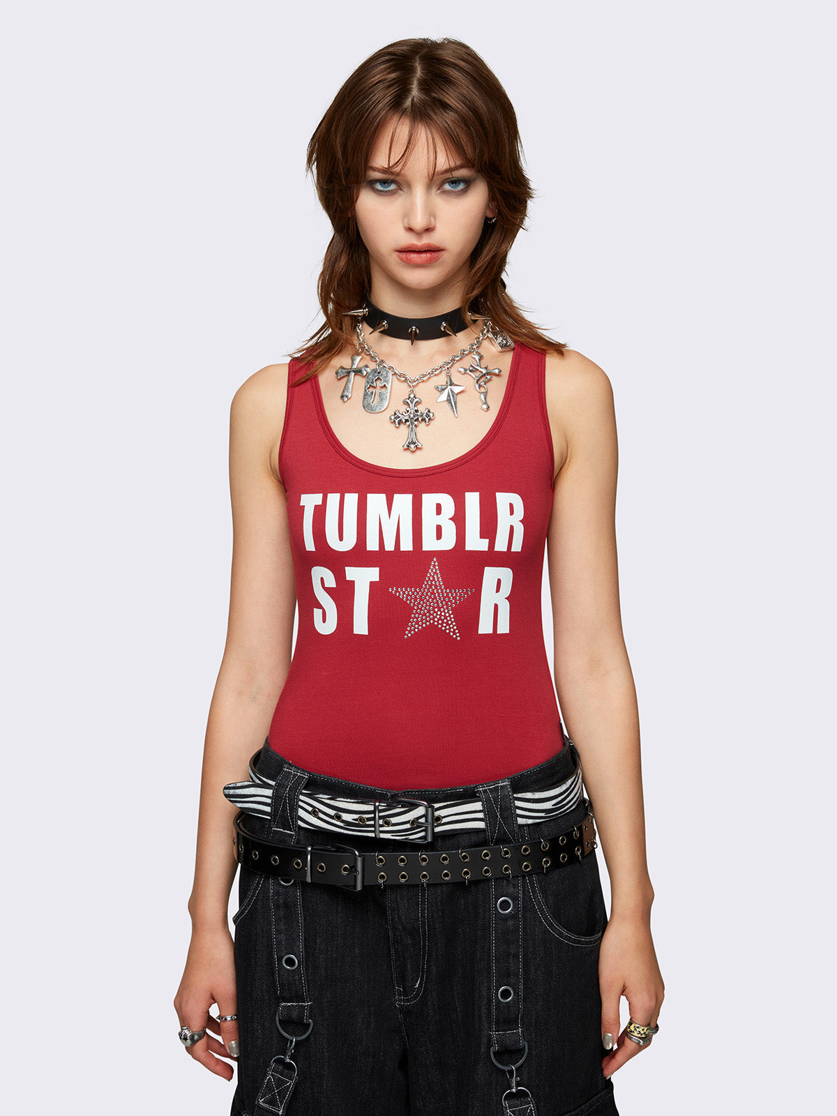 Bodysuit in red with graphic front print