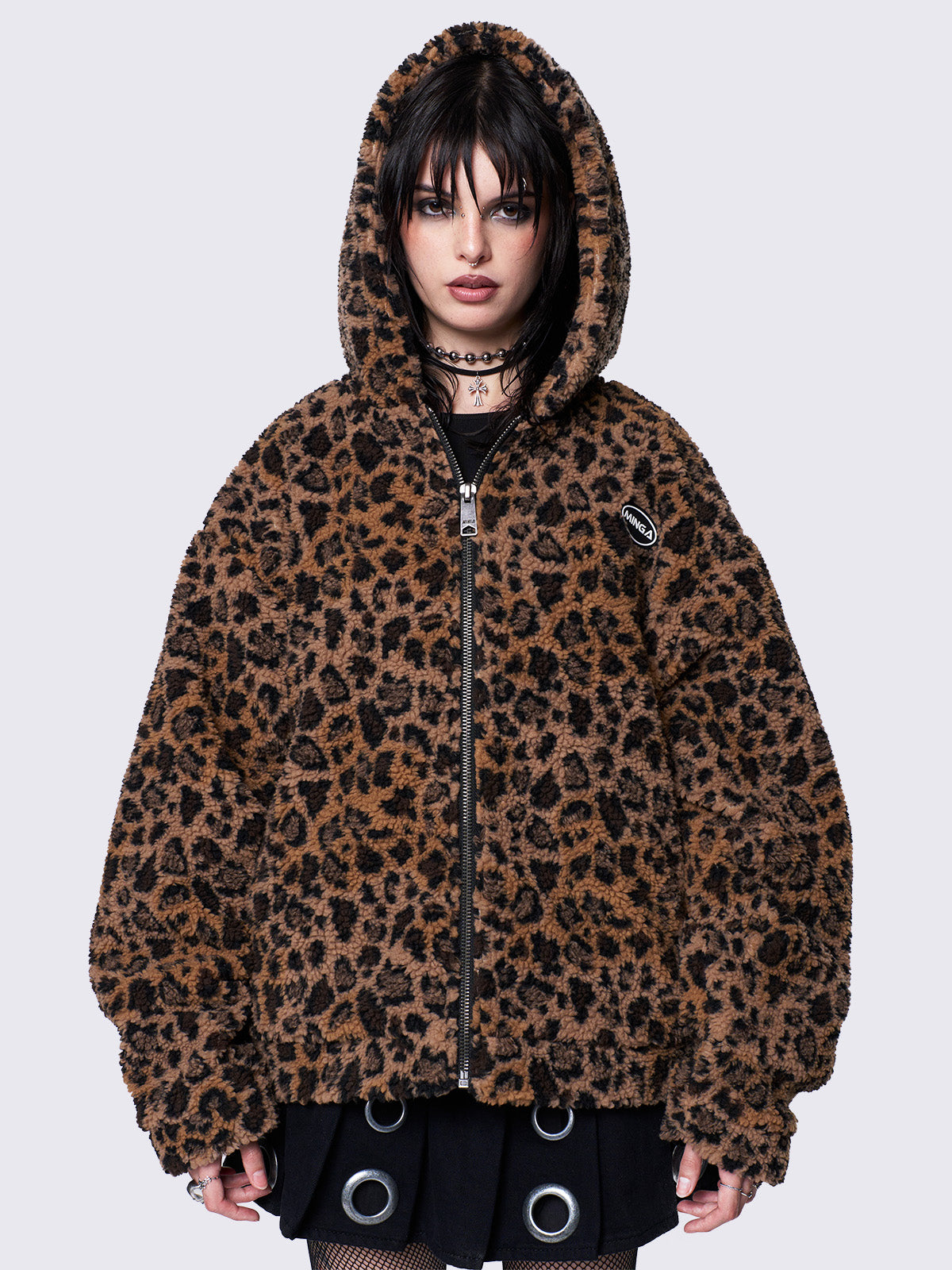 Oversized Leopard Print Zip Up Minga London Distressed Oversized