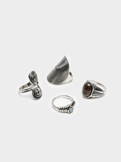 Pacifica Silver Ring Set 4 PC