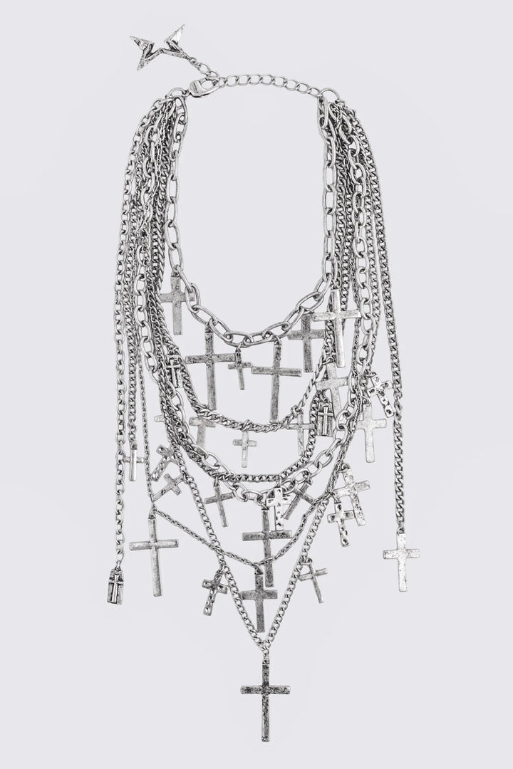 Layered Charm Necklace with Crosses | Minga London – Minga London US