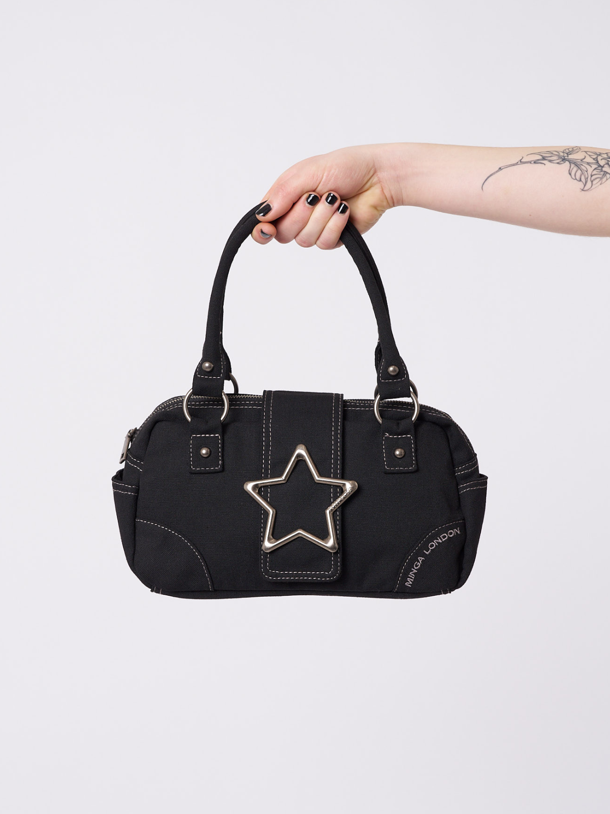 Star Girl Black Denim Shoulder Bag with Magnetic Closure - Y2K ...