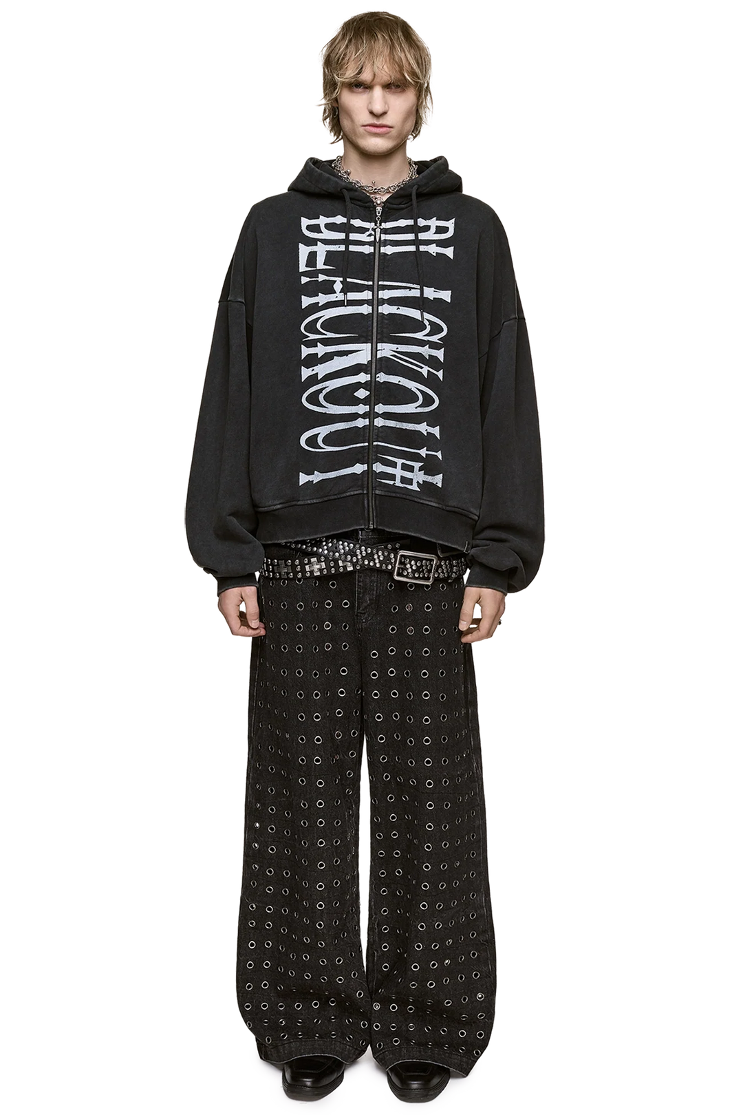 Zip Up Hoodie with Blackout Graphic | Minga London