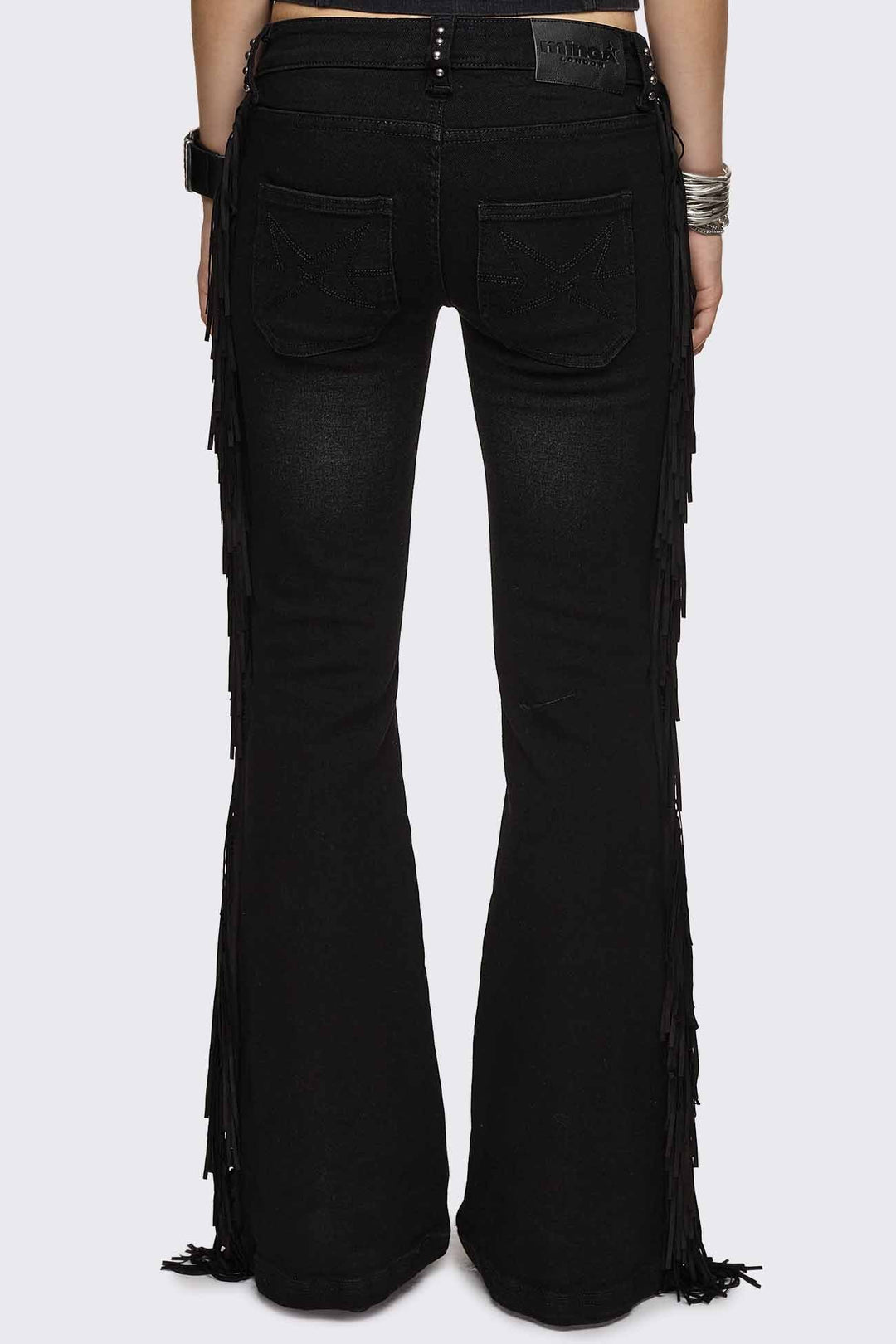 シオンFringe Flared Denim Sサイズ Black Fringe Flared Jeans | Minga London