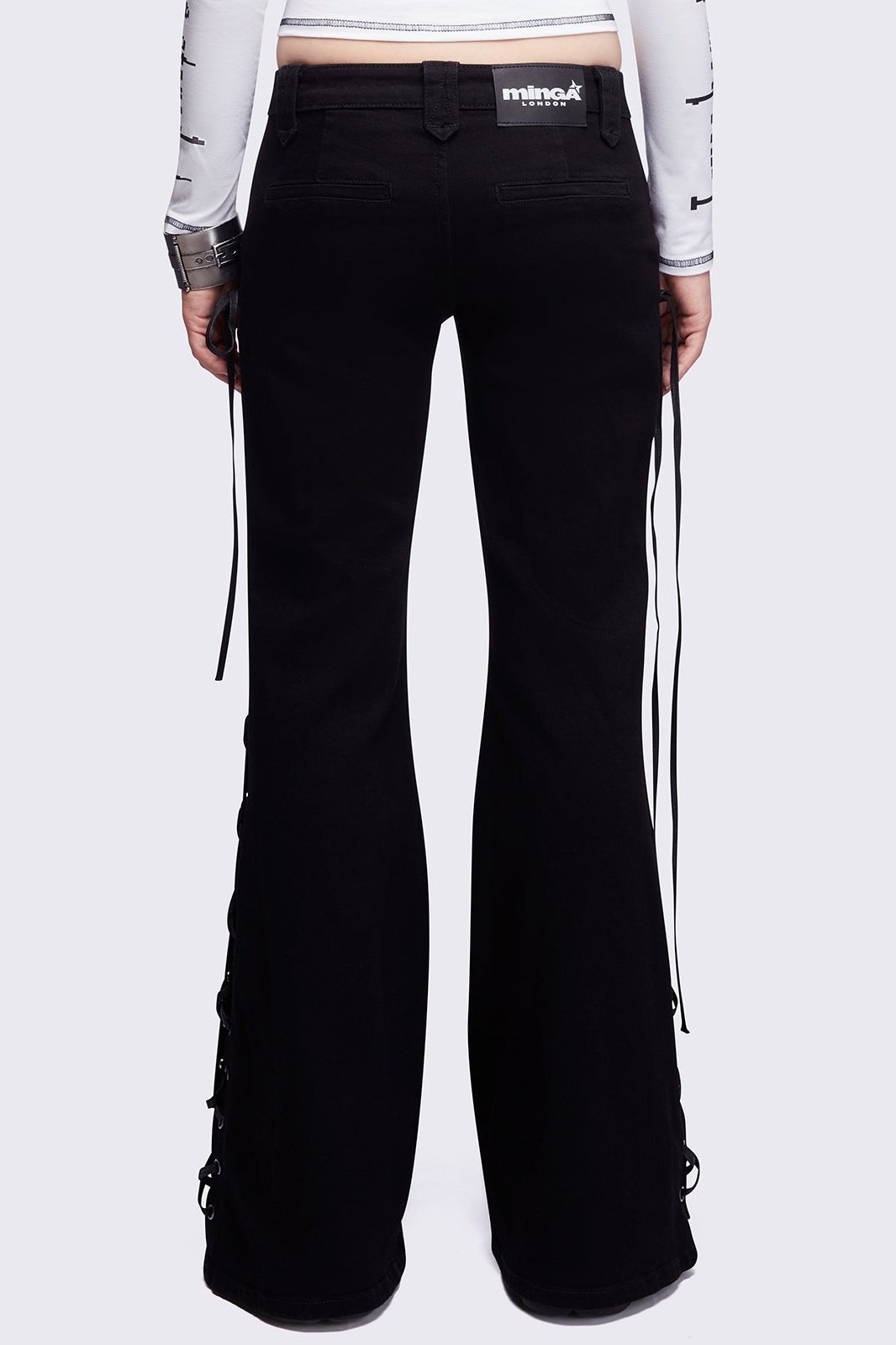Black Lace-Up Flared Jeans | Minga London – Minga London US