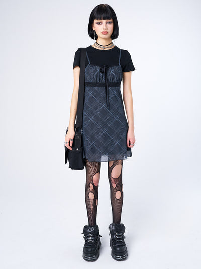Amber Tartan Lace Trim Mini Dress