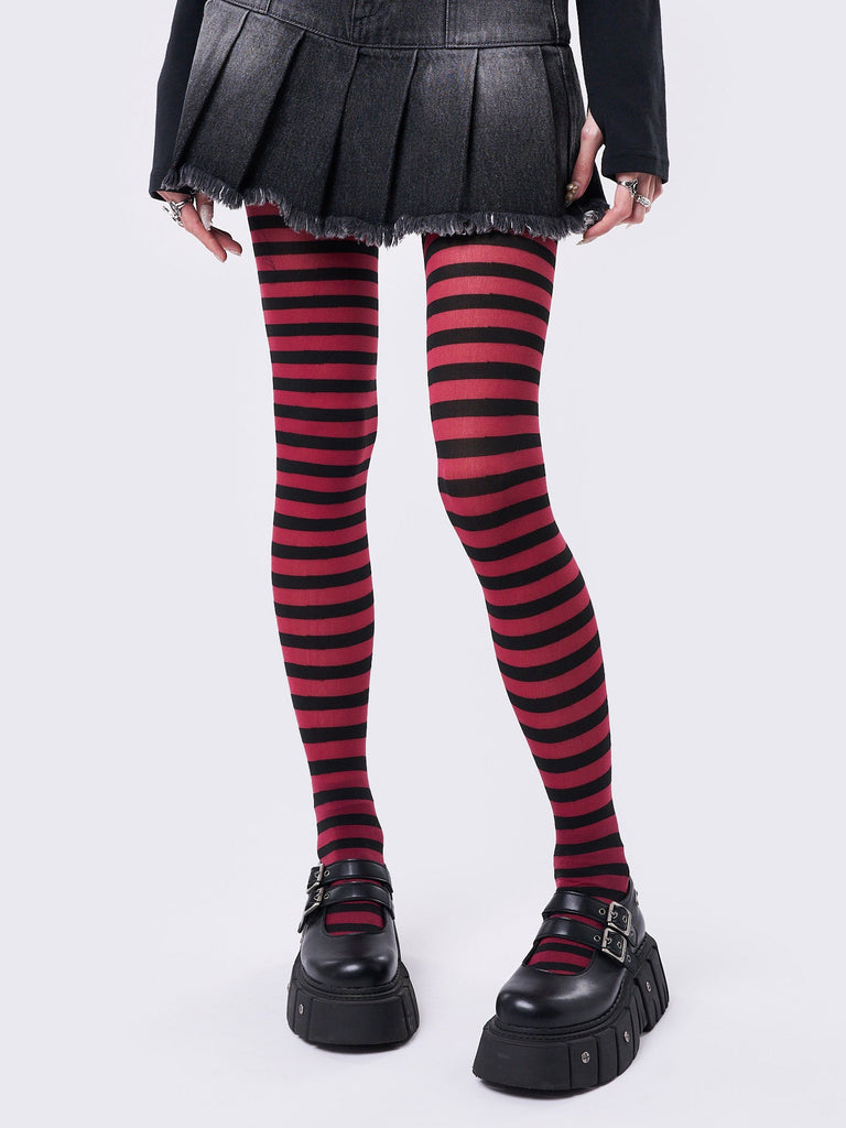 Grey and Black Striped Tights  Minga London – Minga London US