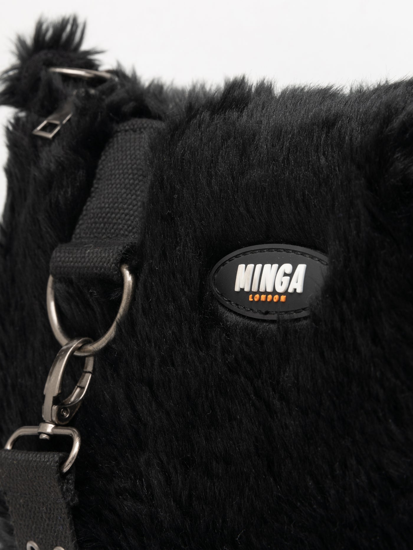 Arrya Black Furry Shoulder Chain Bag