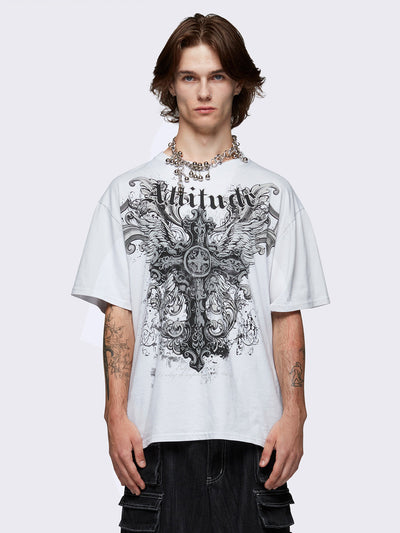 Grunge Graphic Oversized T-shirt in White