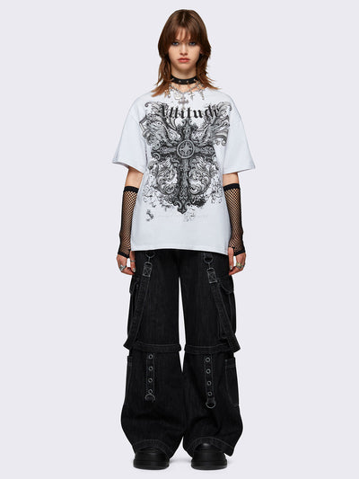 Grunge Graphic Oversized T-shirt in White