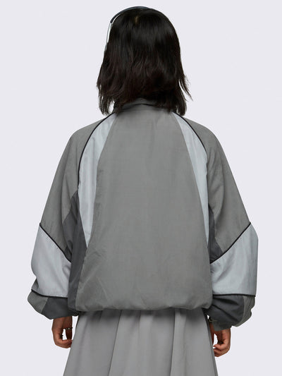 Colorblock boxy oversized windbreaker jacket in grey