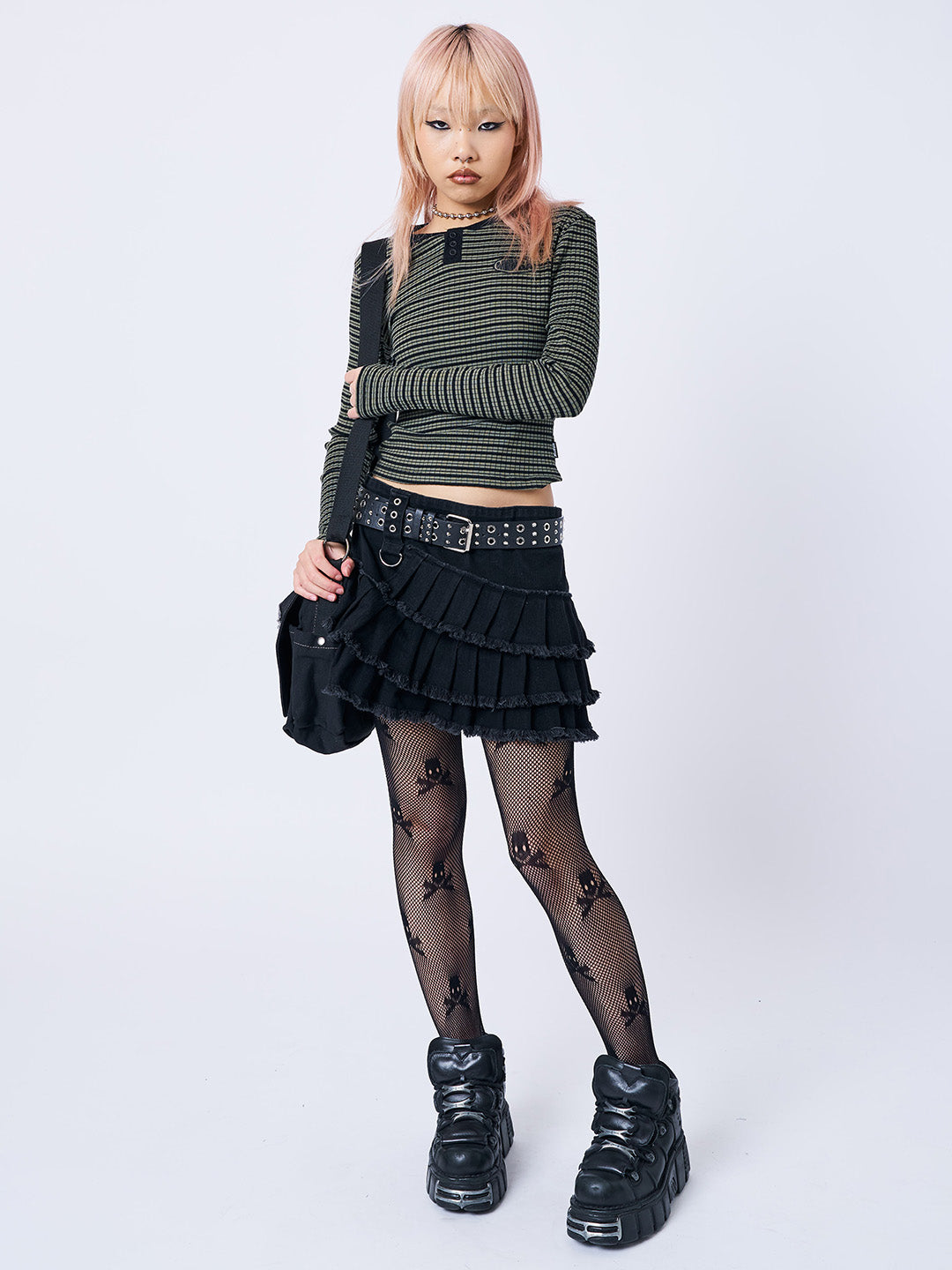 Azelia Black Pleated Mini Skirt