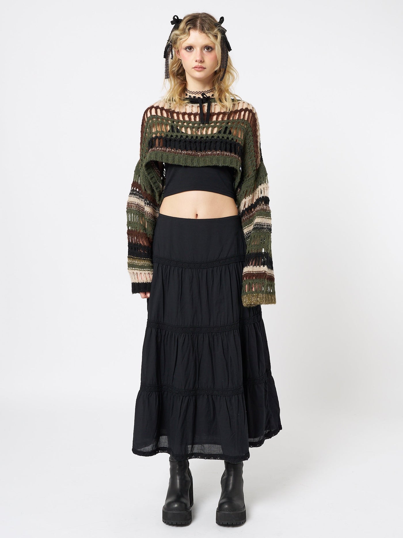 Giselle Green Extreme Crop Knit Sweater - Minga EU