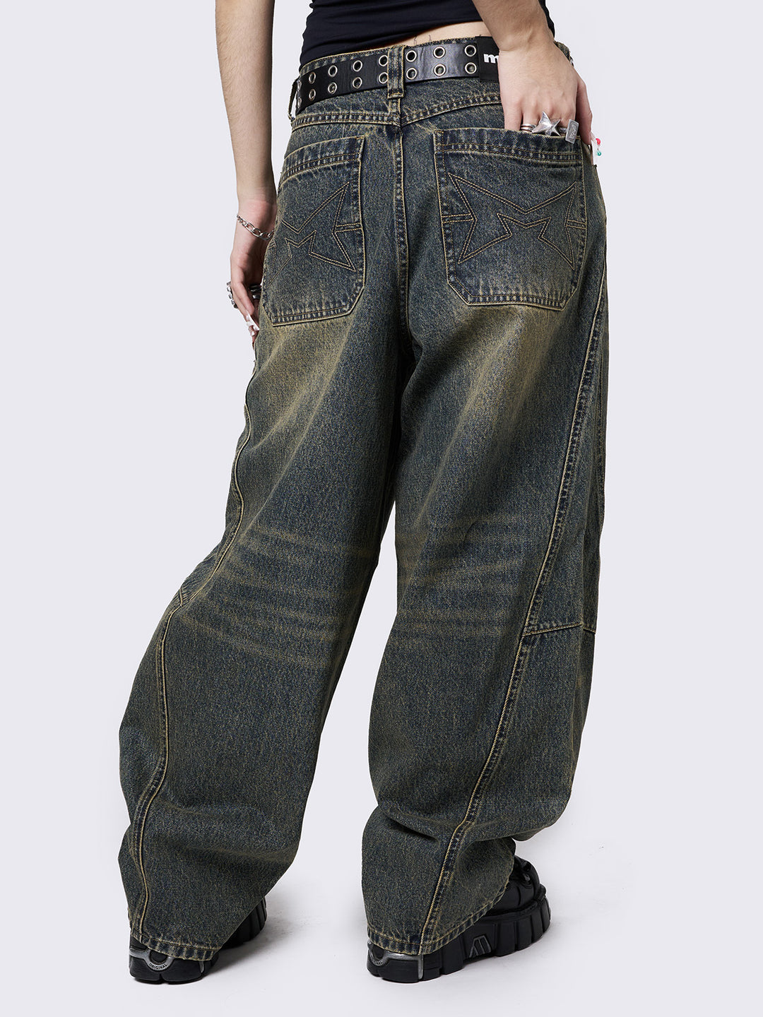 Blue Green Wash Super Baggy Jeans - Vintage Denim | Minga London