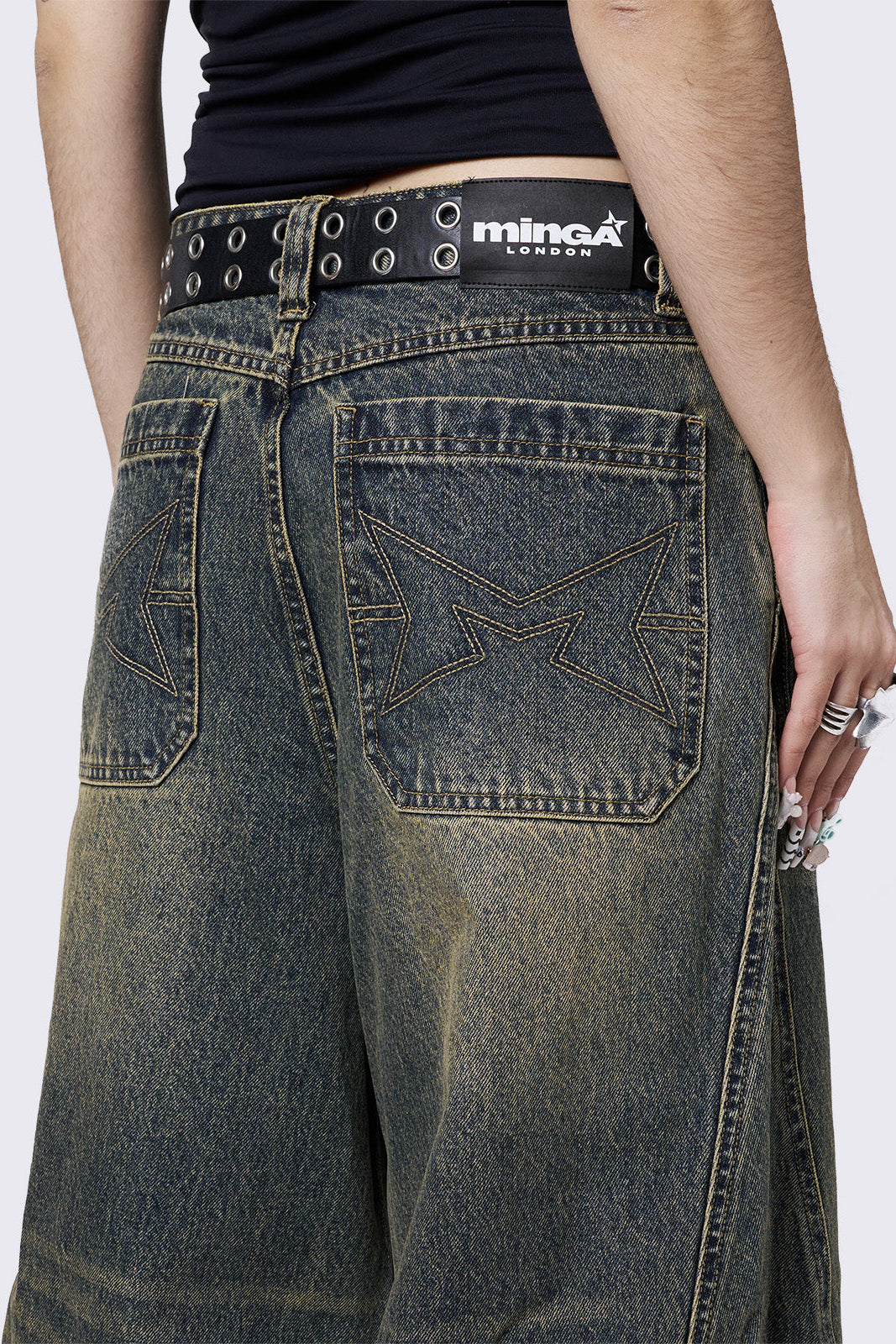 Blue Green Wash Super Baggy Jeans - Vintage Denim | Minga London