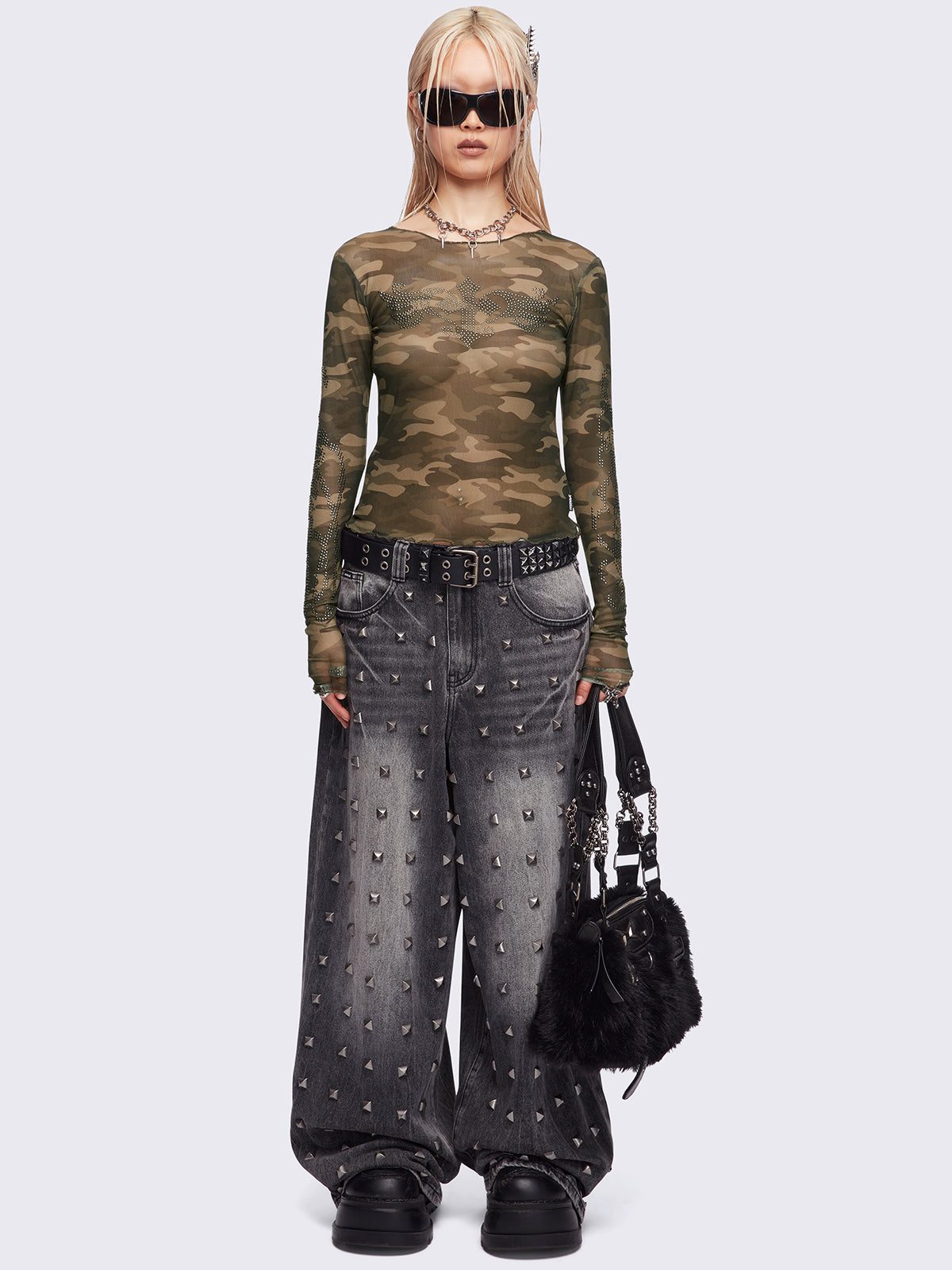 Camo Crush Mesh Top
