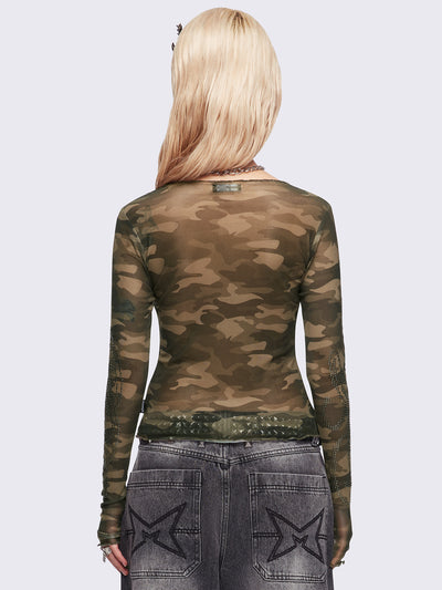 Camo Crush Mesh Top