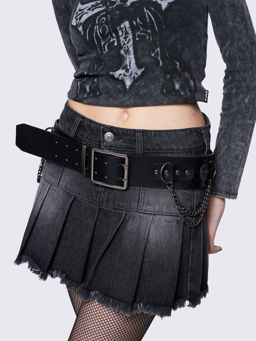Black Studded Buckle Belt with Chains | Minga London – Minga