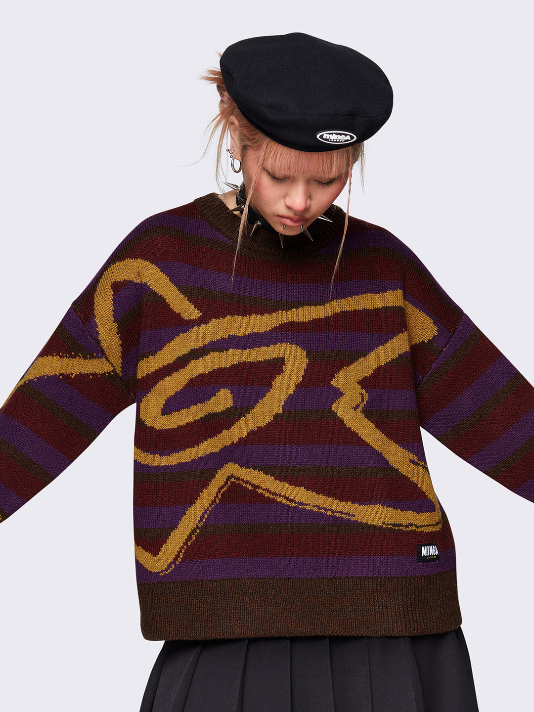 トップス THE BOLDMAN Stripe Knit Jacket Striped Knit Sweater with Star | Minga London – Minga London US