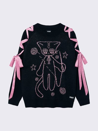 Crafty Kitty Lace Up Knit Jumper