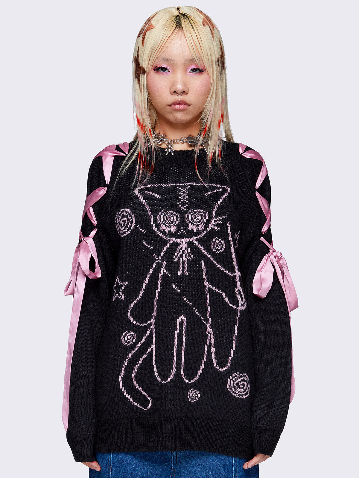Crafty Kitty Lace Up Knit Jumper