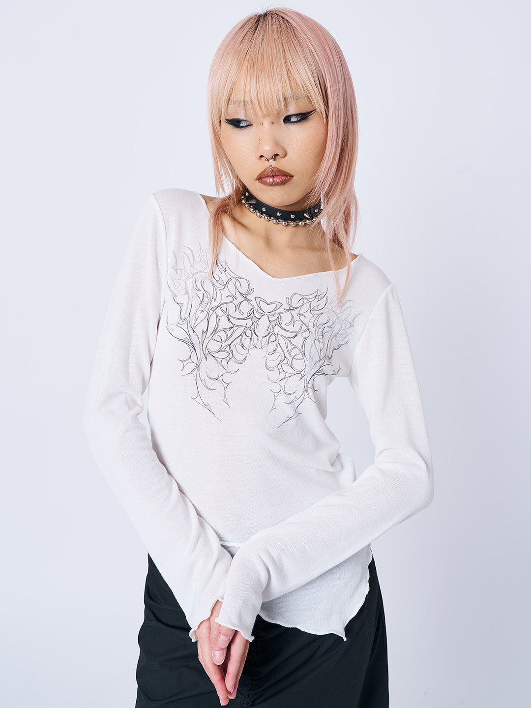 Cryptic Love White Asymmetric Top product