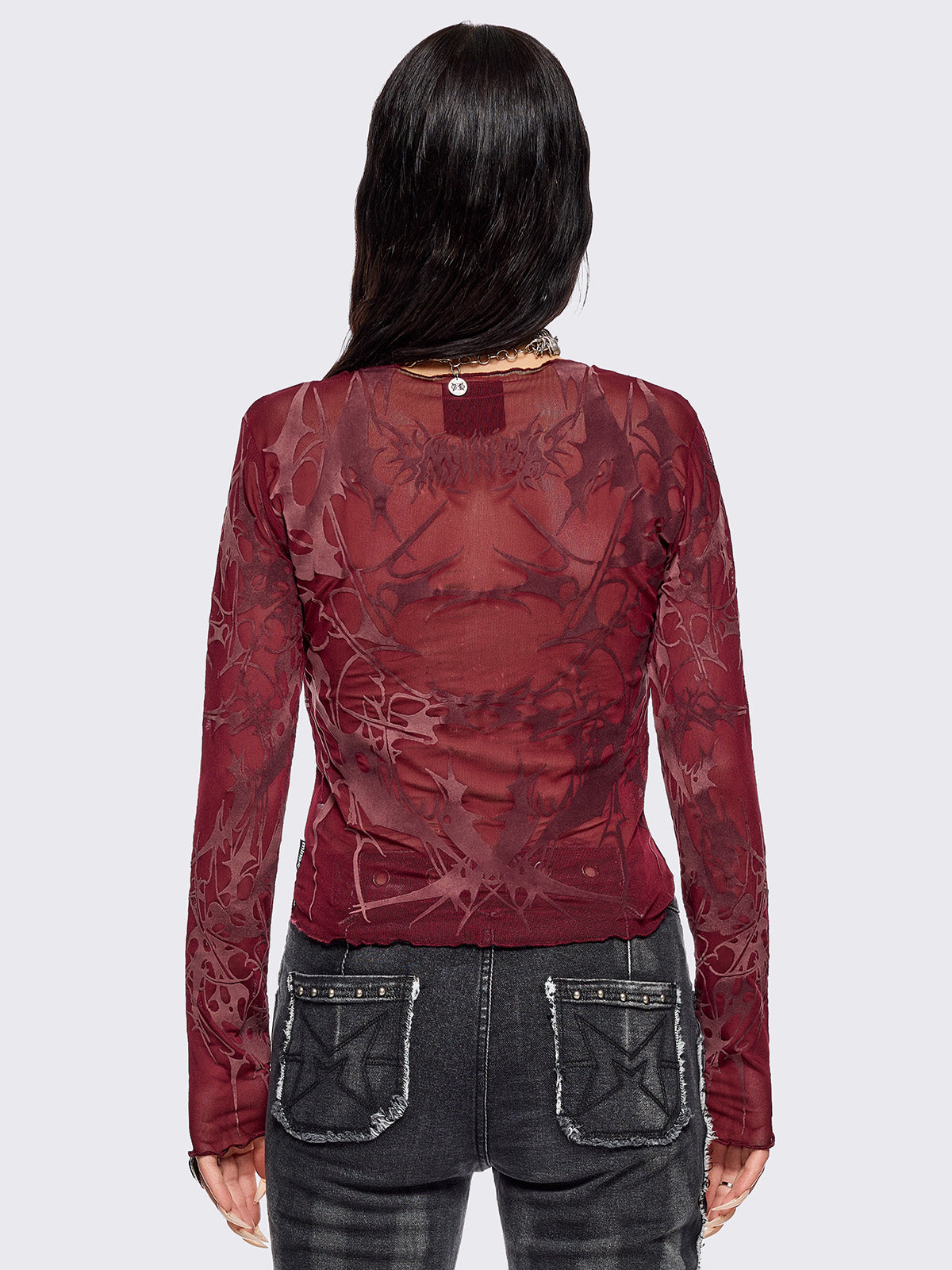 Cryptic Red Mesh Top