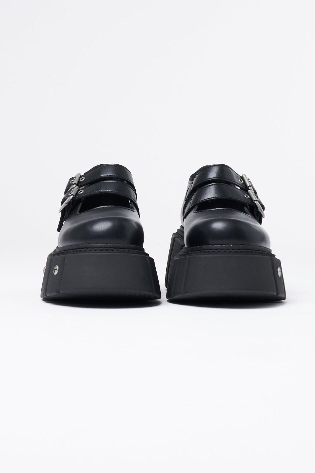 Black Double Strap Chunky Platform Mary-Janes | Minga London