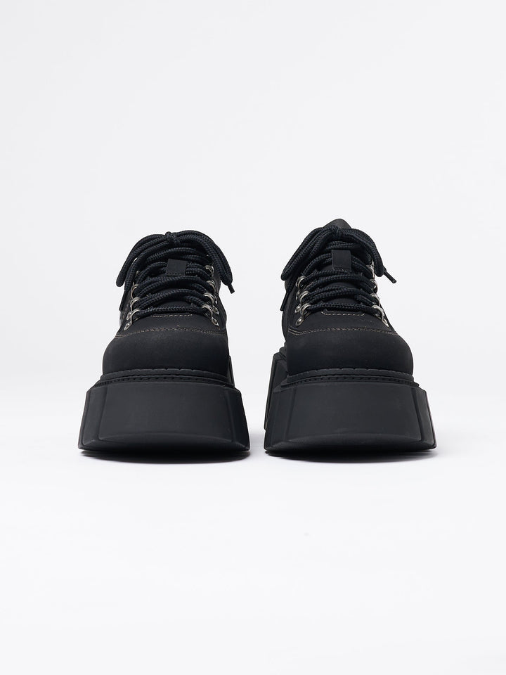 Black Chunky Lace Up Platform Shoes | Minga London – Minga