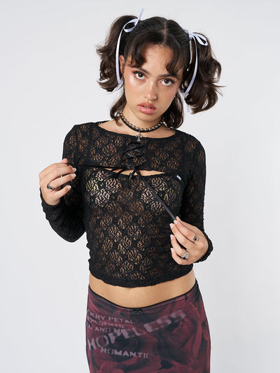 Dahlia Black Shrug & Cami Top Lace Set - Minga EU