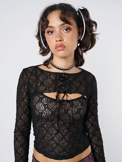 Dahlia Black Shrug & Cami Top Lace Set - Minga EU