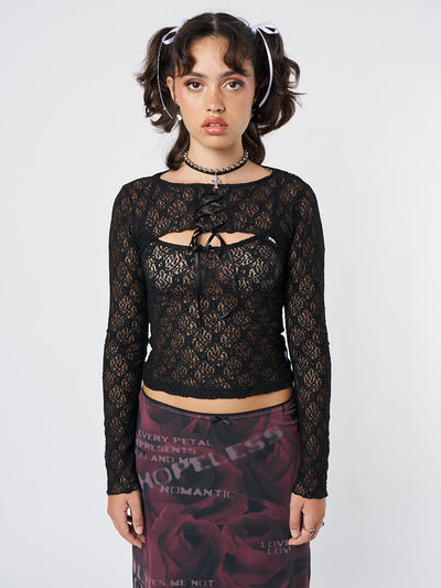 Dahlia Black Shrug & Cami Top Lace Set - Minga EU