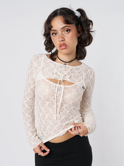 Dahlia Cream Shrug & Cami Top Lace Set - Minga EU