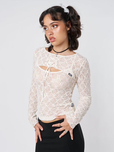 Dahlia Cream Shrug & Cami Top Lace Set - Minga EU