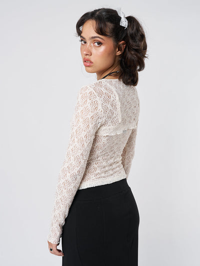 Dahlia Cream Shrug & Cami Top Lace Set - Minga EU