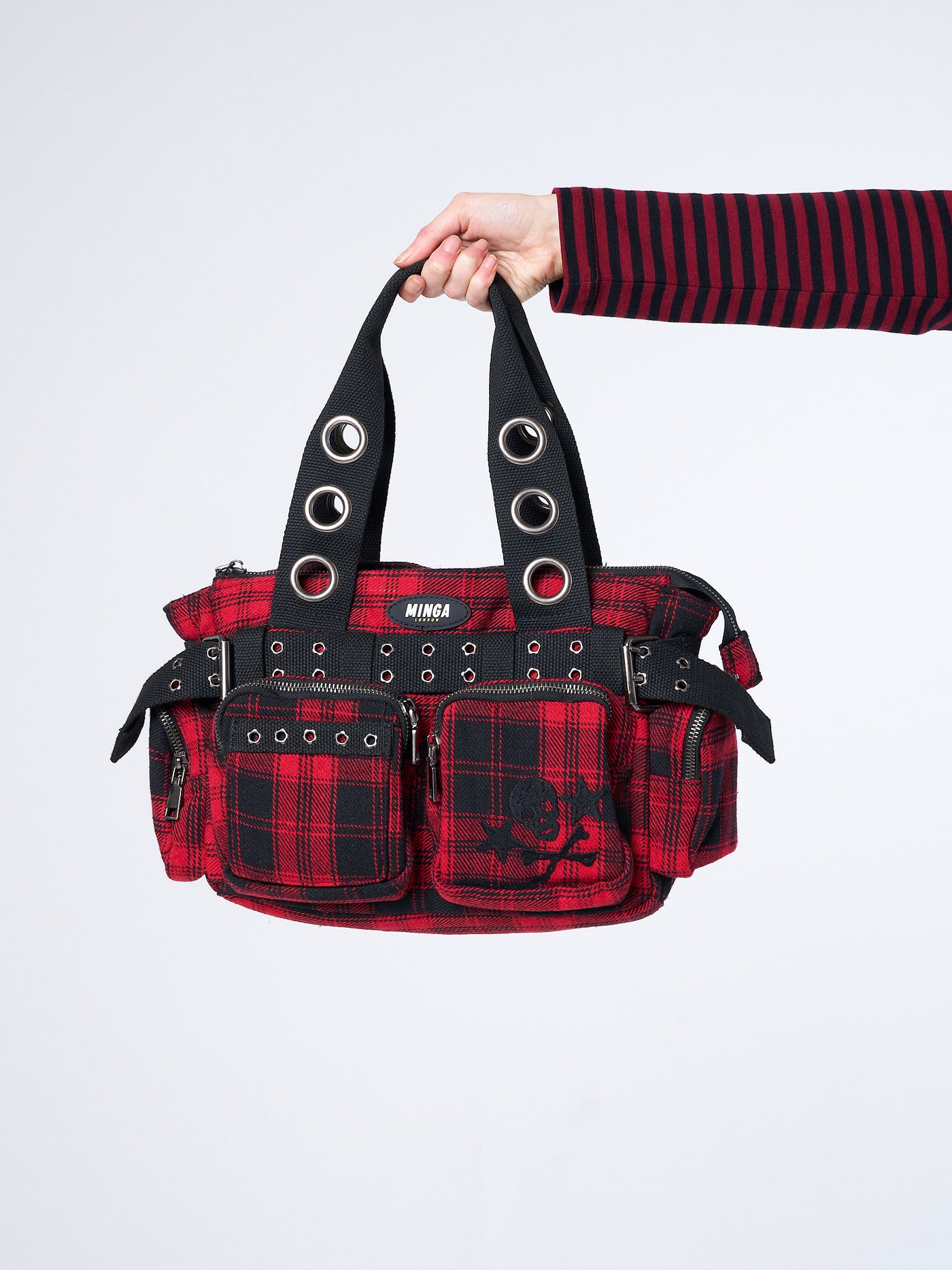 Devon Red Tartan Multi Pockets Handbag