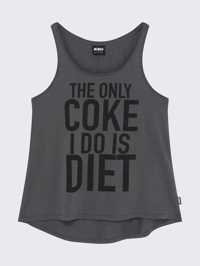 Loose tank top in grey with slogan front print