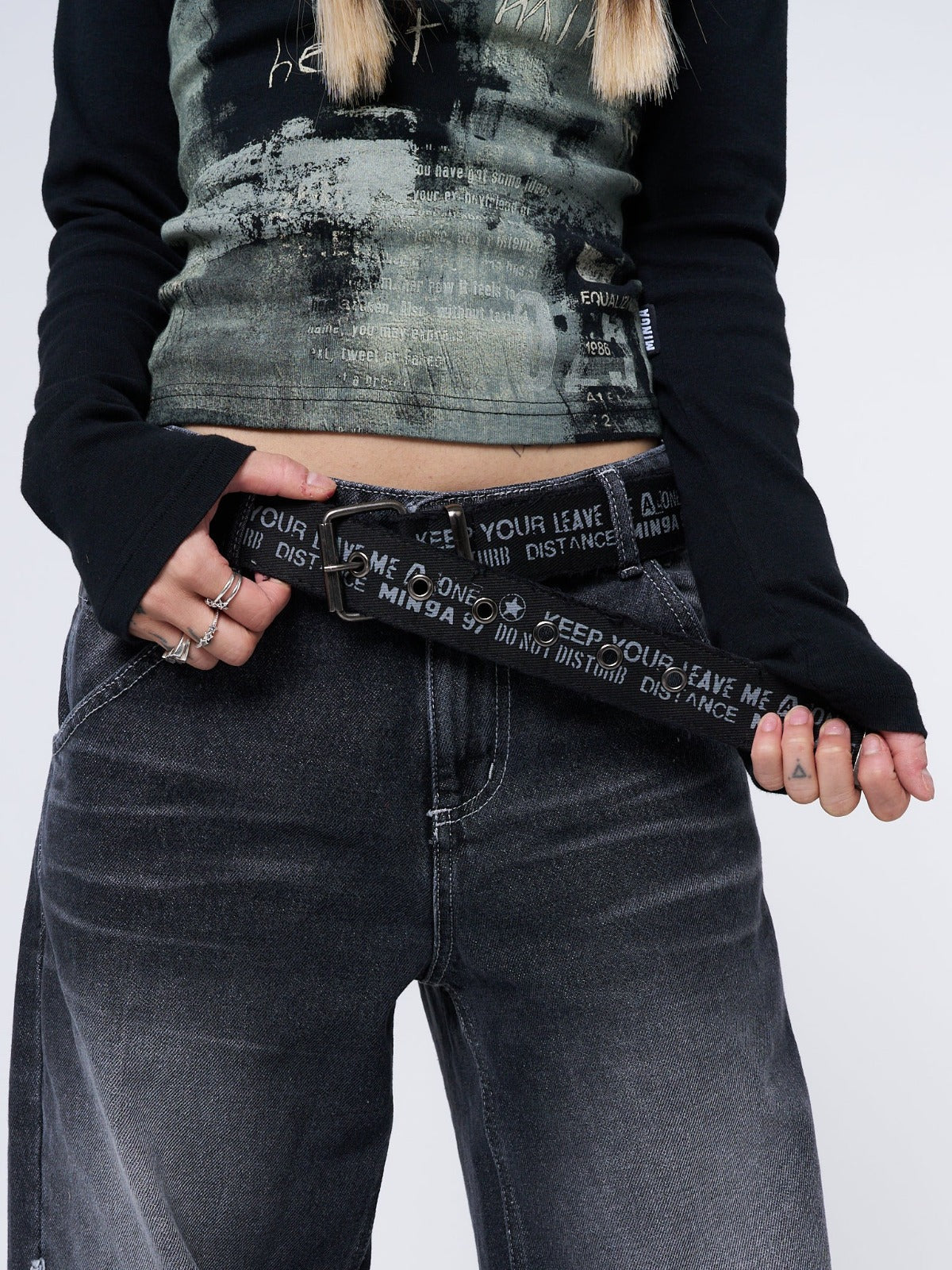 Do Not Disturb Black Canvas Belt - Minga EU