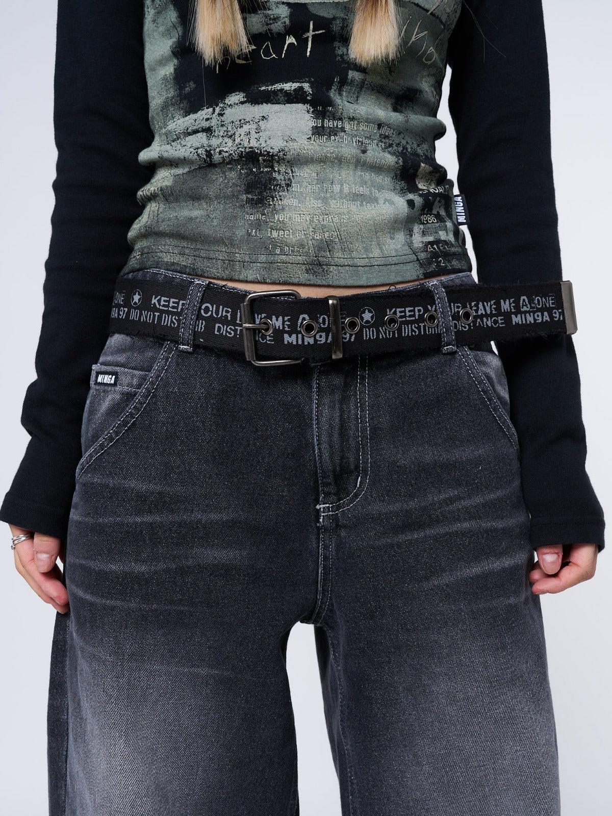 Do Not Disturb Black Canvas Belt - Minga EU