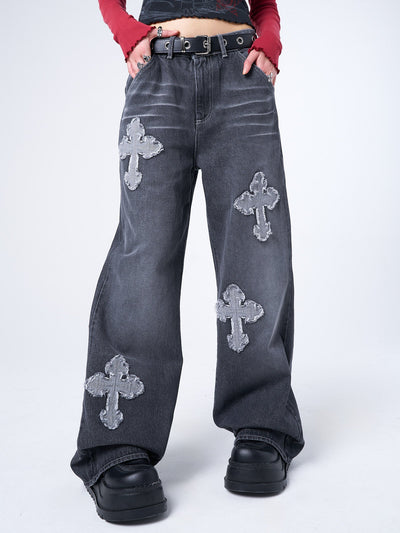 Vendetta Grey Washed Cross Jeans