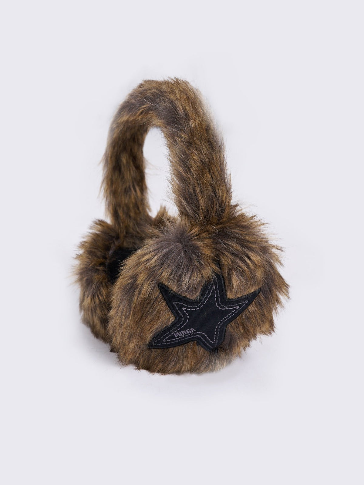 Faux Fur Star Earmuffs in Brown- Vintage-Inspired Grunge Ear