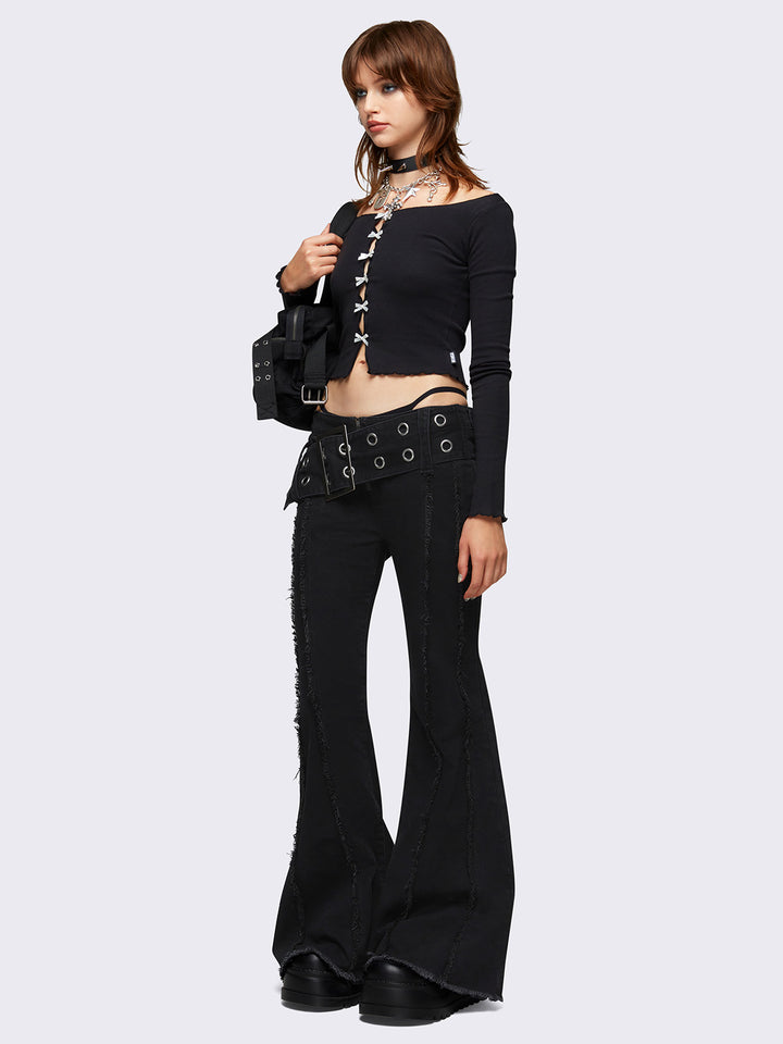 【Minga London】ベルト付き フレア ジーンズ Gia_Belted_Flar_Jeans5_720x.