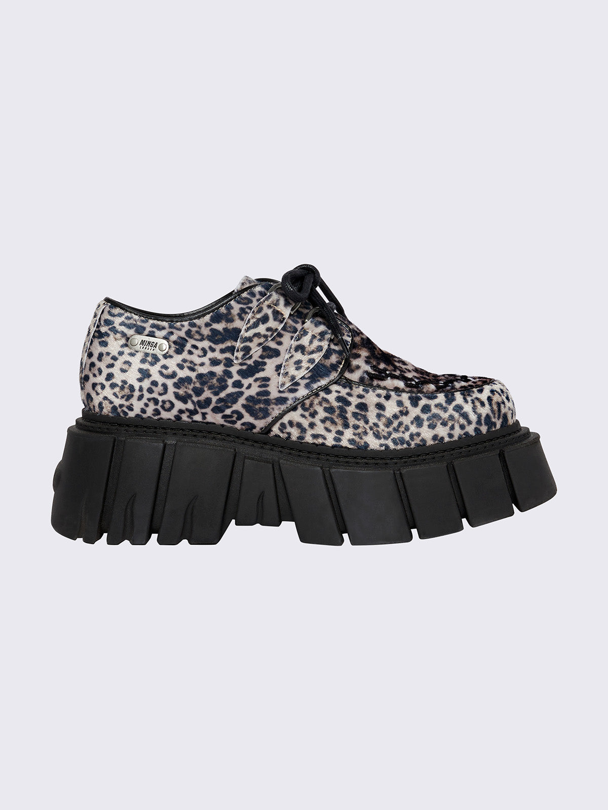 Chunky creeper platform shoe in leopard print