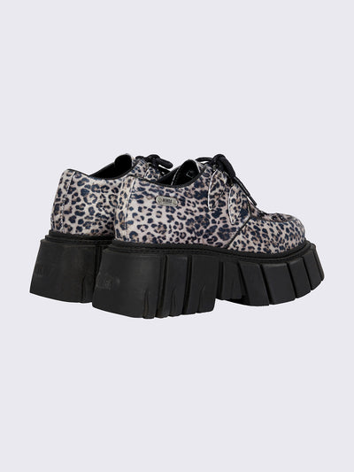 Chunky creeper platform shoe in leopard print