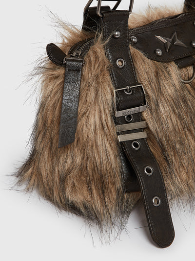 Gigi Brown Furry Shoulder Bag