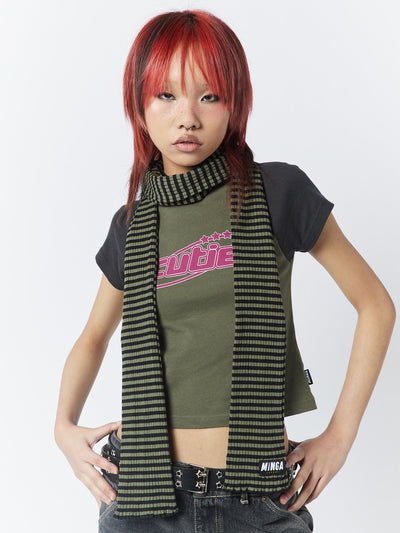 Girlfriend Stripes Green Black Scarf - Minga EU