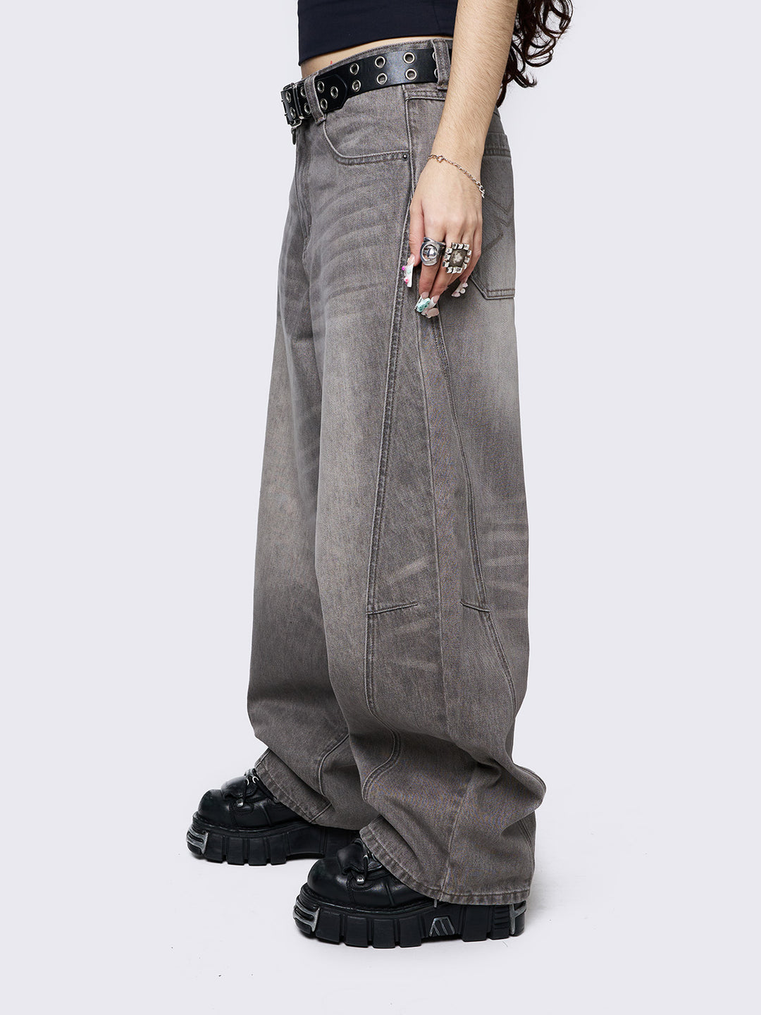  SUPER BAGGY デニム 29/30 ダークグレー Grey Wash Super Baggy Jeans | Minga London – Minga London US
