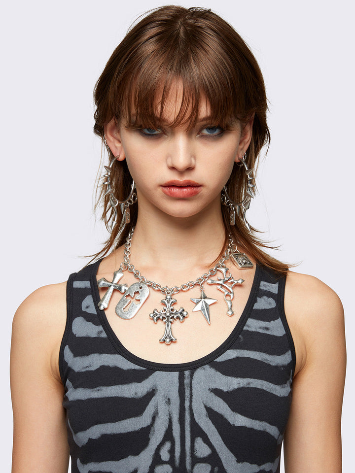 国内未入荷 Minga London - BLESSED MESS NECKLACE SET Silver Cross Charm Chain Necklace | Minga London – Minga