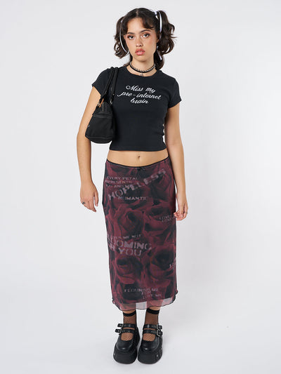 Hopeless Romantic Rose Mesh Midi Skirt - Minga EU