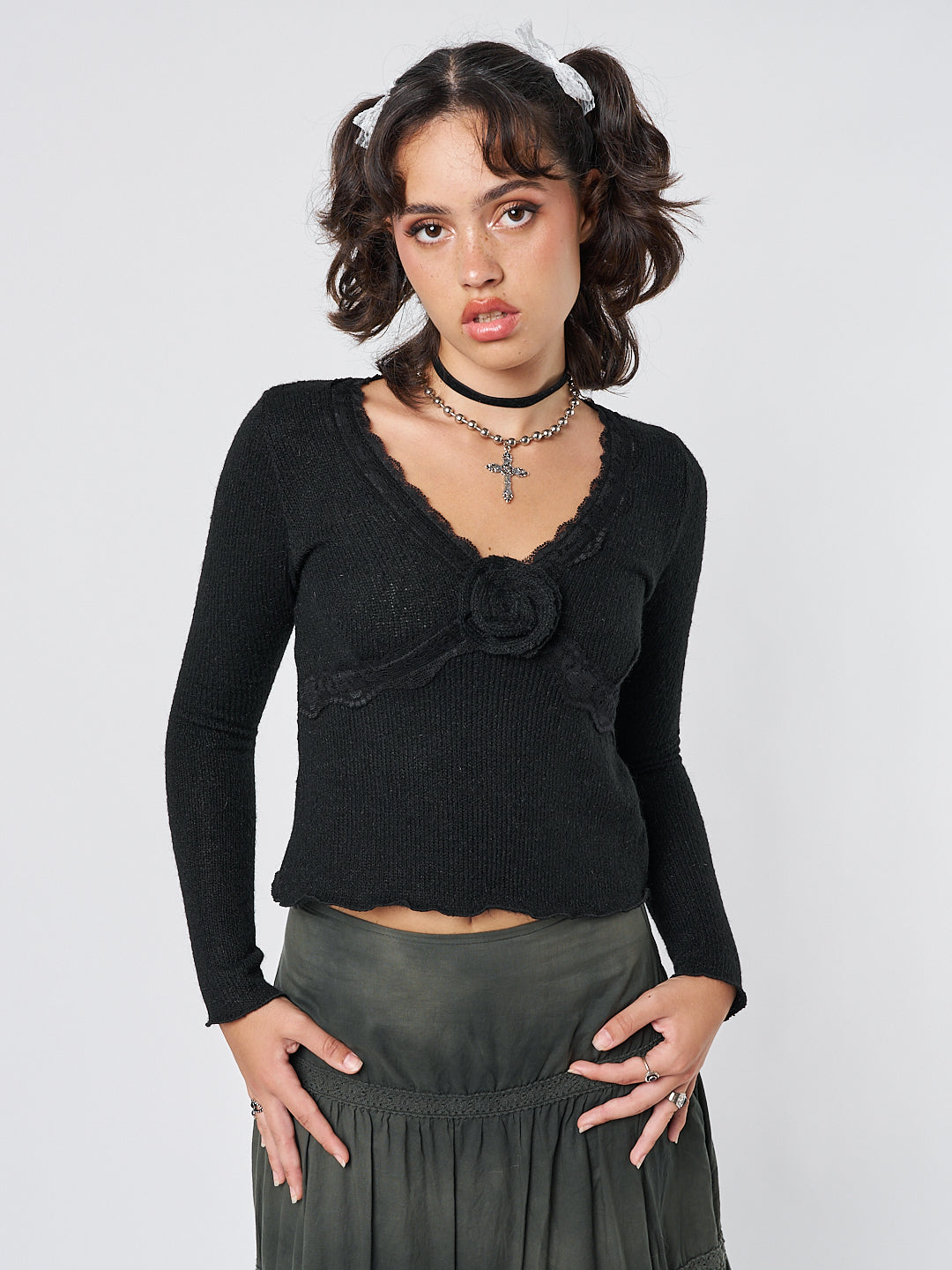 Ida Rose Black Knitted Top - Minga EU