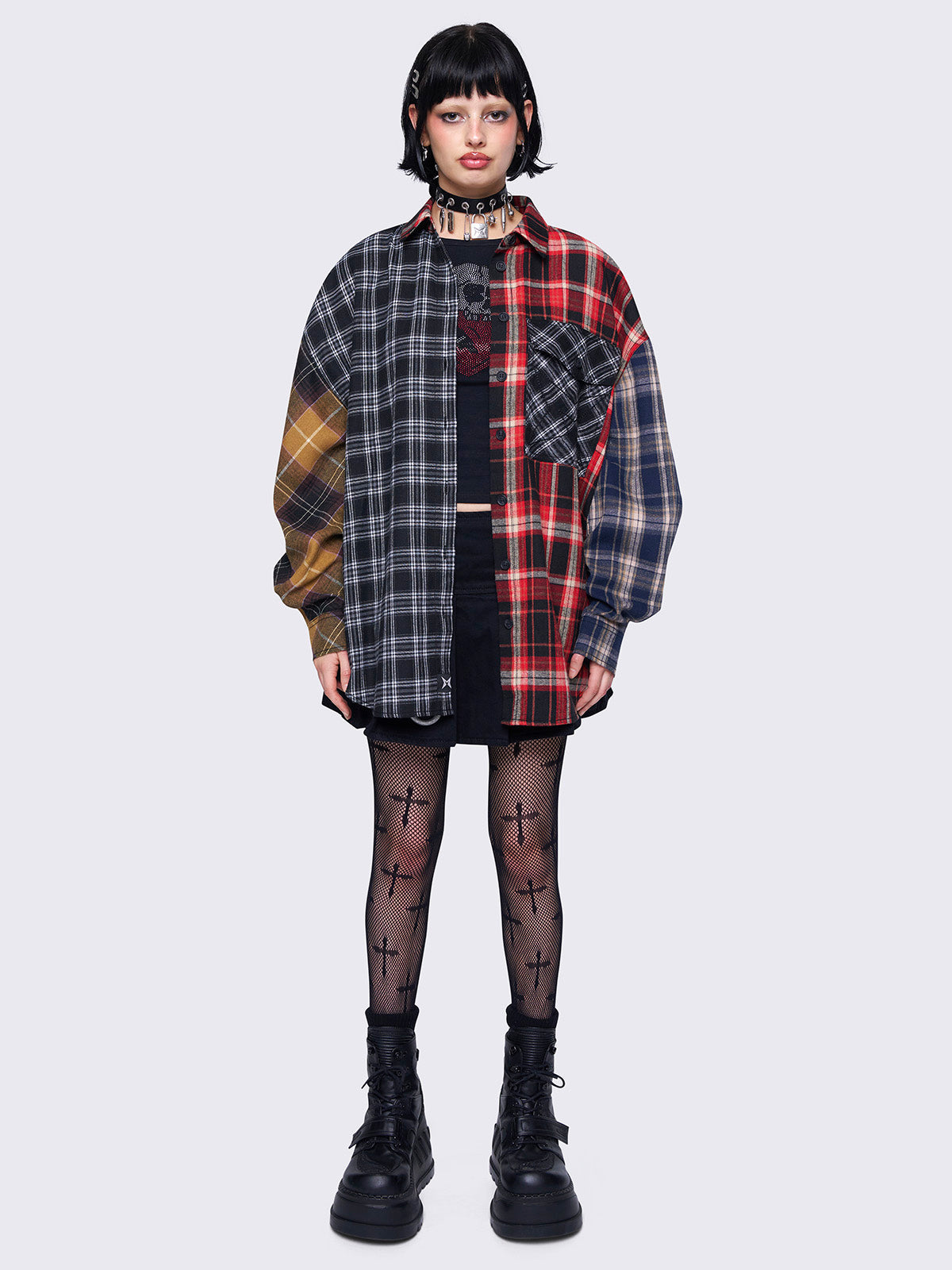 Indie Patchwork Plaid Shirt